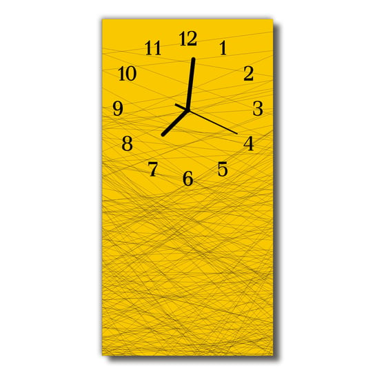 Zegar szklany pionowy Sztuka Linie żółty Tulup