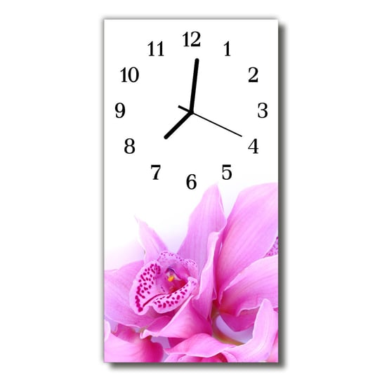 Zegar szklany pionowy Sztuka Storczyk różowy Tulup