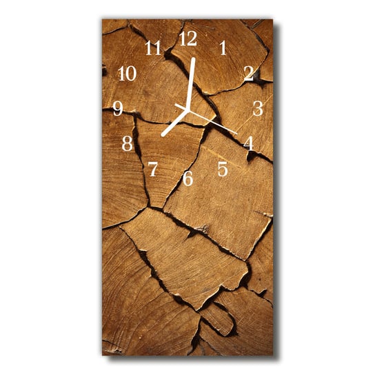 Zegar szklany pionowy Wzór drewna brązowy Tulup