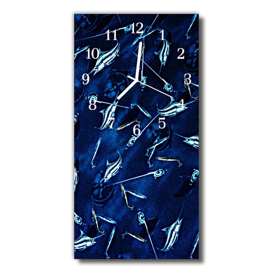 Zegar szklany pionowy Zwierzęta Ryby niebieski Tulup
