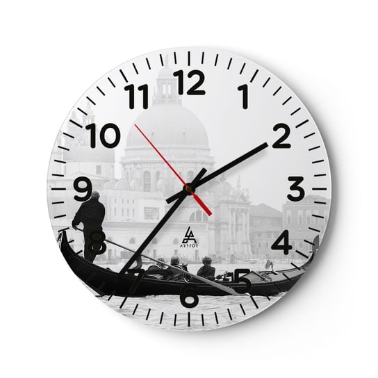 Zegar szklany - Podróż do źródeł piękna - 30x30cm - Wenecja Miasto Architektura - Okrągły zegar ścienny - Nowoczeny Stylowy Zegar do salonu do kuchni - Cichy i Modny zegar ARTTOR