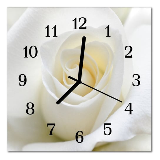 Zegar szklany ścienny Cichy Biała róża Kwiaty Tulup
