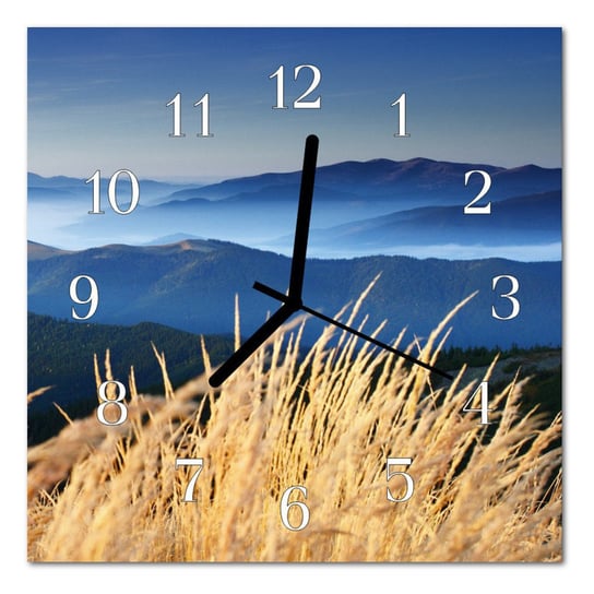 Zegar szklany ścienny Cichy Góry trawa Krajobraz Tulup