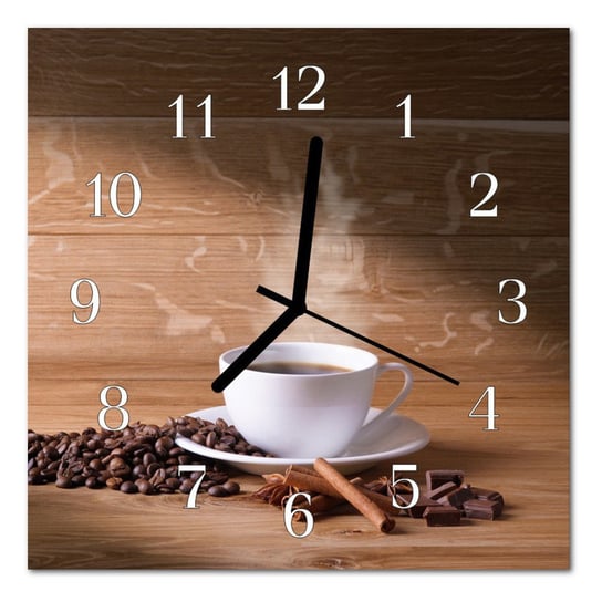 Zegar szklany ścienny Cichy Kawa do kuchni Tulup