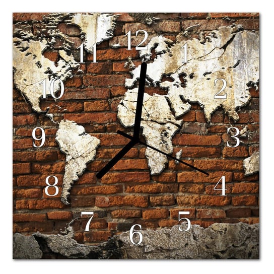 Zegar szklany ścienny Cichy Kontynenty Mapa Tulup