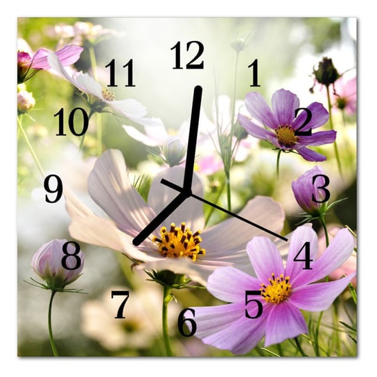 Zegar szklany ścienny Cichy Kosmos kwiaty Kwiaty Tulup