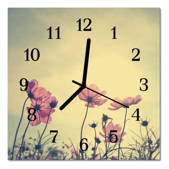 Zegar szklany ścienny Cichy Kwiaty Kwiaty Tulup