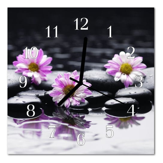 Zegar szklany ścienny Cichy Kwiaty Natura Tulup