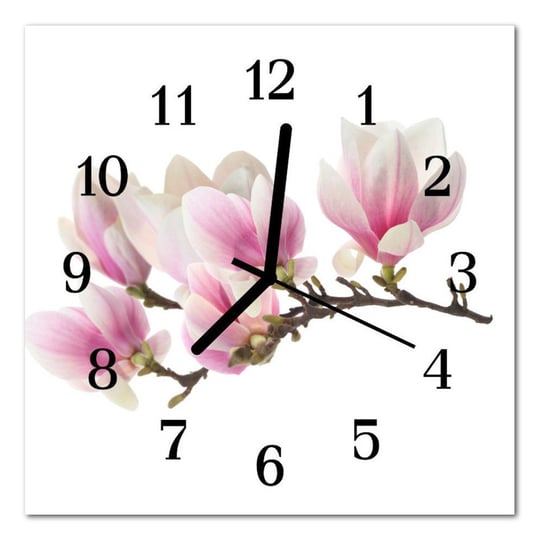 Zegar szklany ścienny Cichy Magnolia Kwiaty Tulup