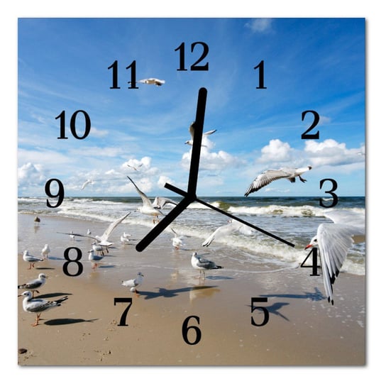 Zegar szklany ścienny Cichy Mewy plażowe Krajobraz Tulup