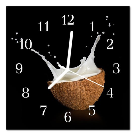 Zegar szklany ścienny Cichy Orzech kokosowy Tulup