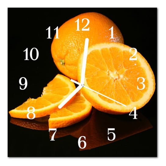 Zegar szklany ścienny Cichy Pomarańcze Owoc Tulup