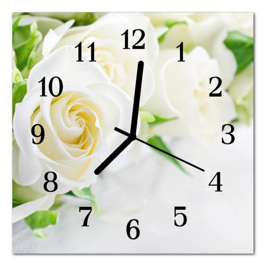 Zegar szklany ścienny Cichy Róże Kwiaty Tulup