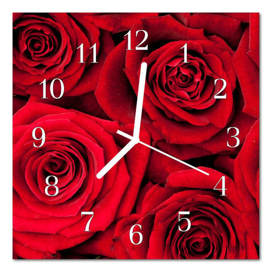 Zegar szklany ścienny Cichy Róże Kwiaty Tulup
