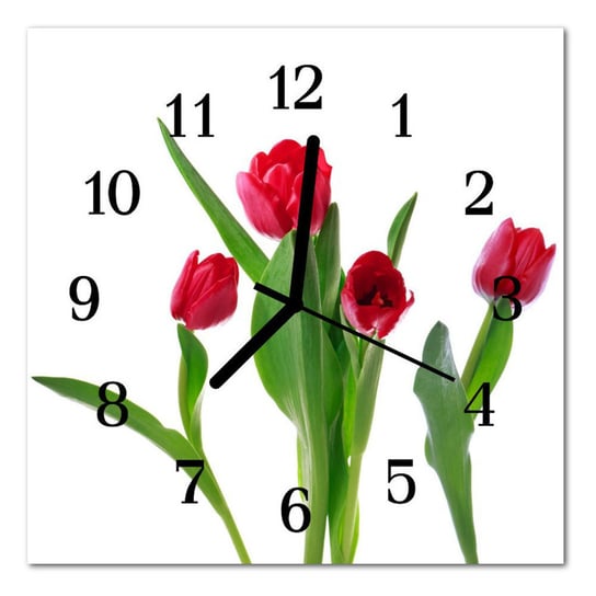 Zegar szklany ścienny Cichy Tulipany Kwiaty Tulup