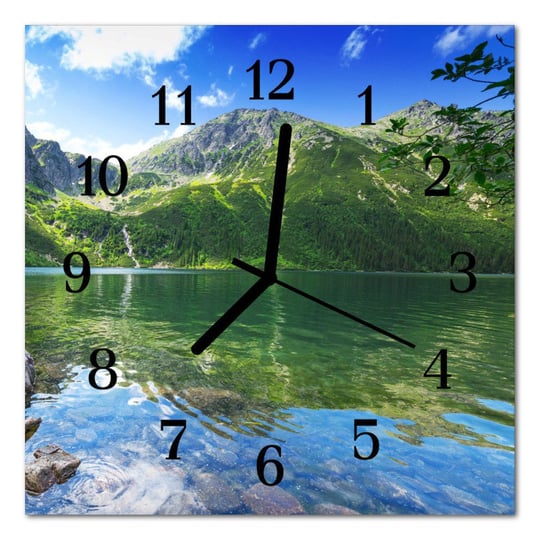 Zegar szklany ścienny Górskie jezioro Krajobraz Tulup