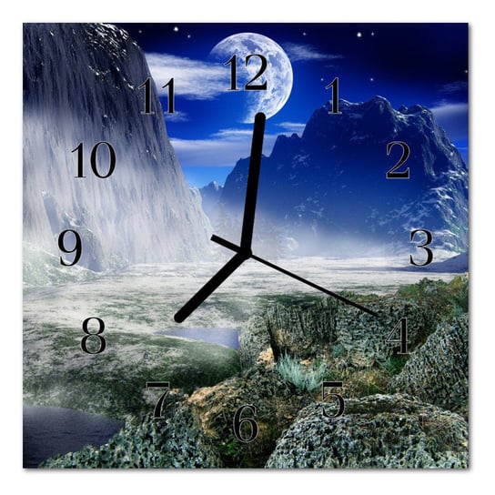 Zegar szklany ścienny Góry księżyc Krajobraz Tulup