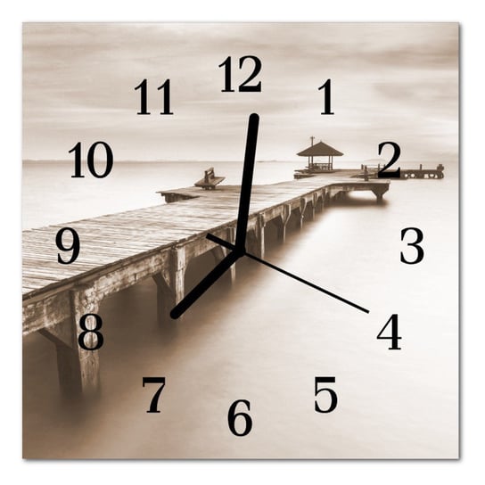 Zegar szklany ścienny Pomost Morze Wybrzeże Tulup