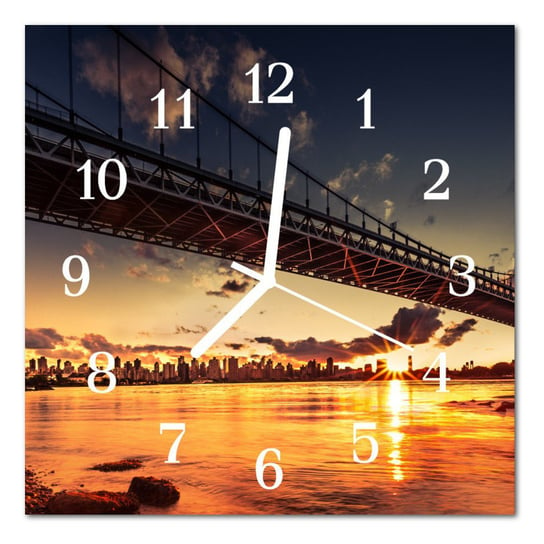 Zegar szklany ścienny Rzeka most Architektura Tulup