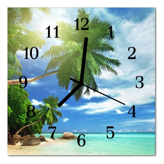 Zegar szklany ścienny Wyspa palmy Krajobraz Tulup