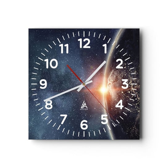Zegar szklany - W nowej perspektywie - 30x30cm - Kosmos Galaktyka Wszechświat - Kwadratowy zegar ścienny - Nowoczeny Stylowy Zegar do salonu do kuchni - Cichy i Modny zegar ARTTOR