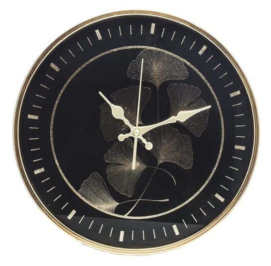 Zegar wiszący czarno złoty 37 cm plastik Pigmejka