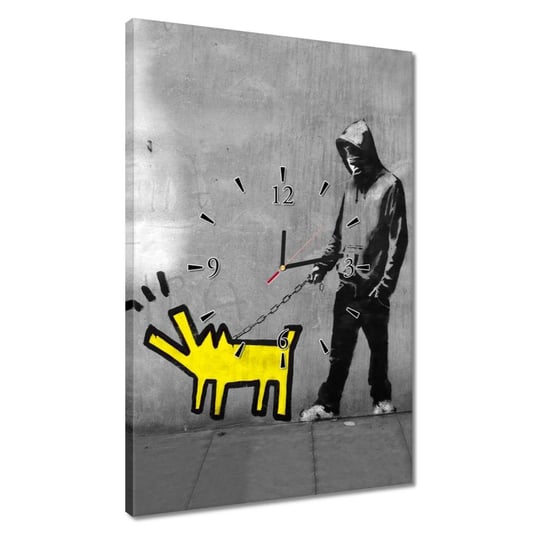 Zegar Żółty piesek Banksy, 40x60cm ZeSmakiem