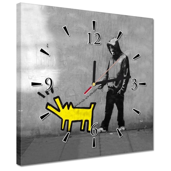 Zegar Żółty piesek Banksy LOL, 30x30cm ZeSmakiem