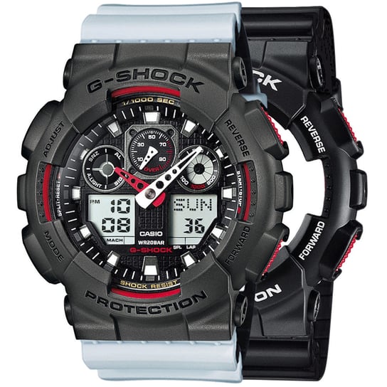 Zegarek Casio G-Shock SET GA-100-1A4ER + BEZEL 10467795 + PASEK 10527469 20BAR Casio
