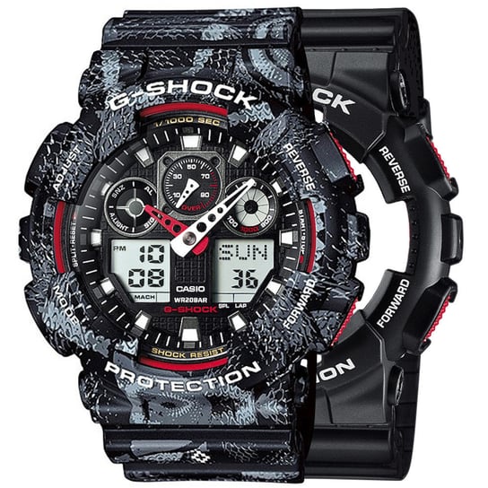 Zegarek Casio G-Shock SET GA-100-1A4ER + BEZEL 10520052 + PASEK 10520049 20BAR Casio