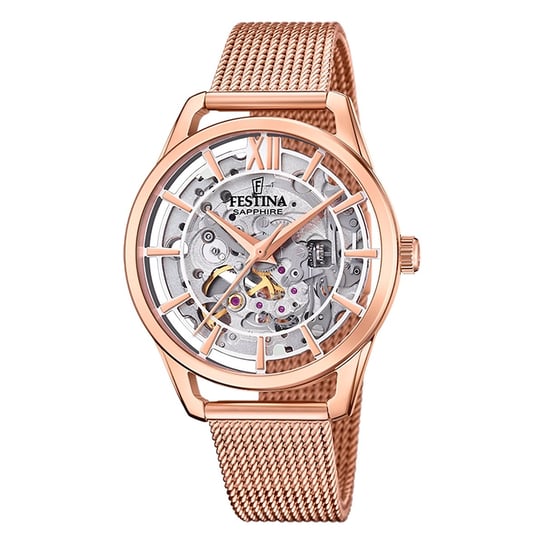 Zegarek damski Festina automatyczny zegarek na rękę ze stali nierdzewnej w kolorze różowym UF20628/2 Festina
