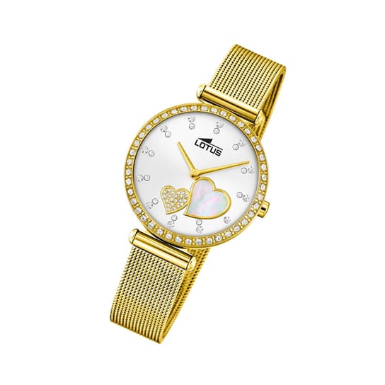 Zegarek damski LOTUS błyszczące cyrkonie 18619/1 zegarek na rękę ze stali nierdzewnej złoty UL18619/1 Lotus