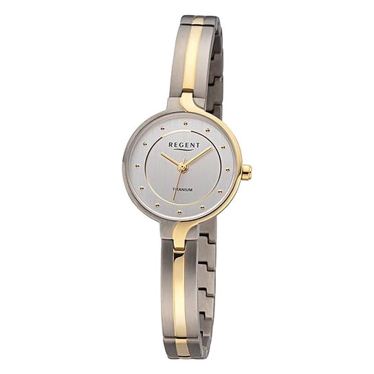 Zegarek damski Regent analogowy, metalowa bransoletka, srebrno-złoty URF1336 Regent