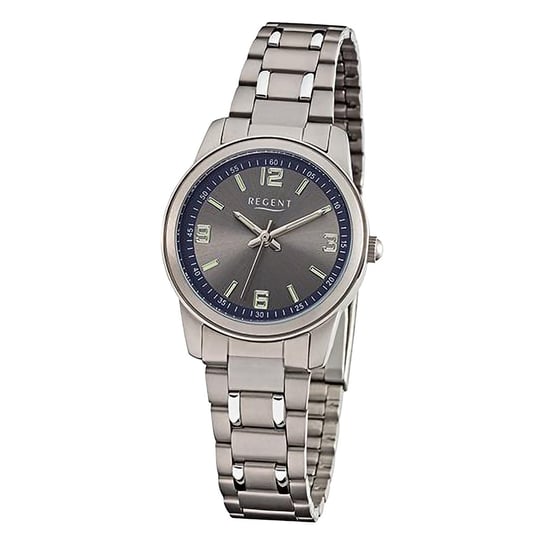 Zegarek damski Regent analogowy, metalowa bransoletka, szaro-srebrny URF1341 Regent