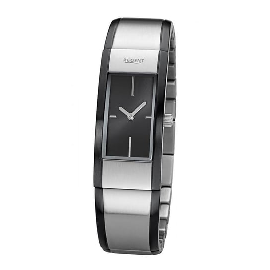 Zegarek damski Regent metalowa bransoletka GM-2101 metalowy pasek zegarek analogowy czarny srebrny URGM2101 Regent