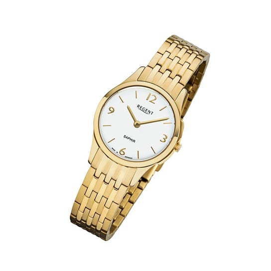 Zegarek damski Regent na metalowej bransolecie GM-1619 analogowy metalowy zegarek na rękę złoty URGM1619 Regent
