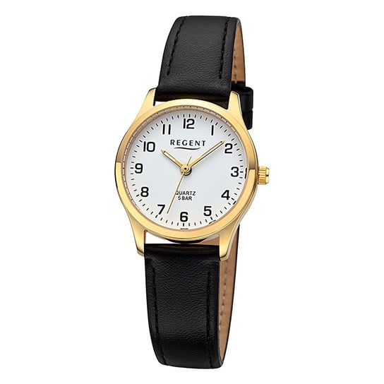 Zegarek damski Regent z analogowym skórzanym paskiem w kolorze czarnym URF1420 Regent