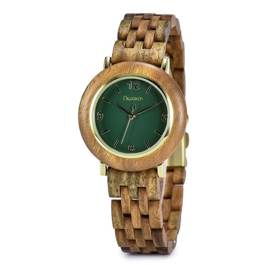 Zegarek drewniany Niwatch - kolekcja FRAGILE - ZIELONY SANDAŁOWIEC Niwatch