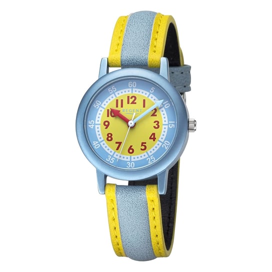 Zegarek dziecięcy Regent analogowy z bransoletą PUR w kolorze żółtym jasnoniebieskim URF1473 Regent