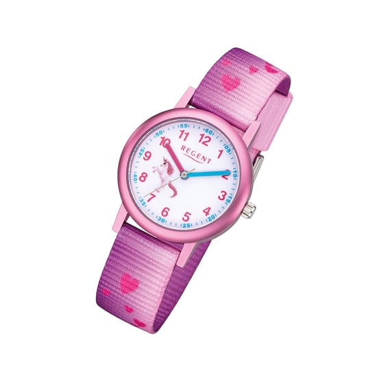 Zegarek dziecięcy Regent F-1207 Analogowy zegarek z bransoletą tekstylną Różowy URF1207 Regent