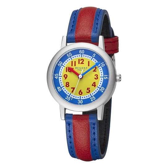 Zegarek dziecięcy Regent zegarek analogowy na bransoletce PUR niebiesko-czerwony URF1472 Regent