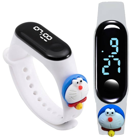 Zegarek LED opaska Dla Dzieci Kot Doraemon biały WKS