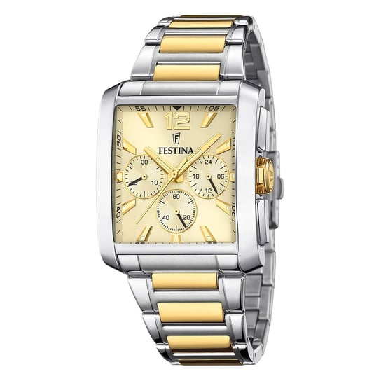 Zegarek męski Festina Timeless Chronograph zegarek na rękę ze stali nierdzewnej srebrny złoty UF20637/2 Festina