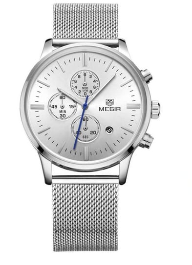 Zegarek męski klasyczny Megir : Wzór - srebrnym ze stalowym paskiem MEGIR