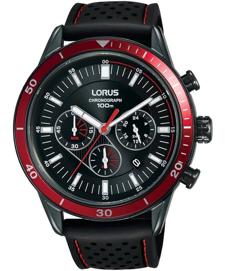 Zegarek męski LORUS Sports, RT305HX9, czarno-czerwony LORUS