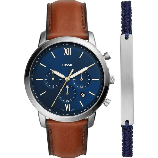 Zegarek Męski - NEUTRA - FS5708SET - Chronograf - Jasnobrązowa skórzana ...