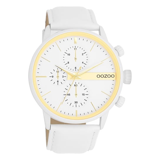 Zegarek męski Oozoo Timepieces Zegarki analogowe skórzane białe UOC11313 Oozoo