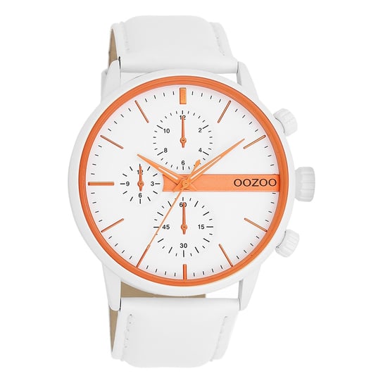 Zegarek męski Oozoo Timepieces Zegarki analogowe skórzane białe UOC11314 Oozoo