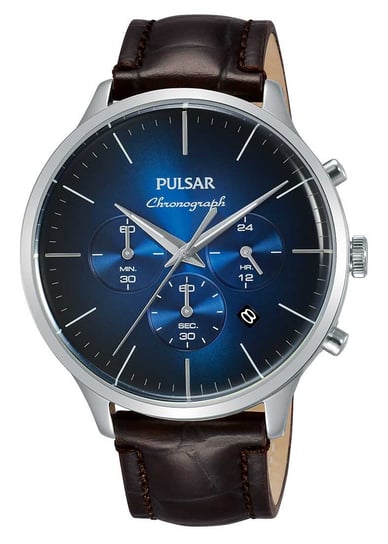 Zegarek męski PULSAR Chronograph, PT3863X1, brązowo-srebrny Pulsar