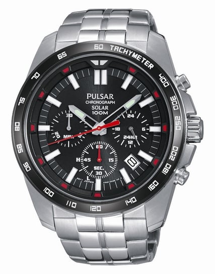 Zegarek męski PULSAR Chronograph Solar, PZ5005X1, srebrno-czarny Pulsar